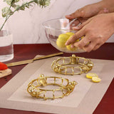 Golden bird metal round trivet